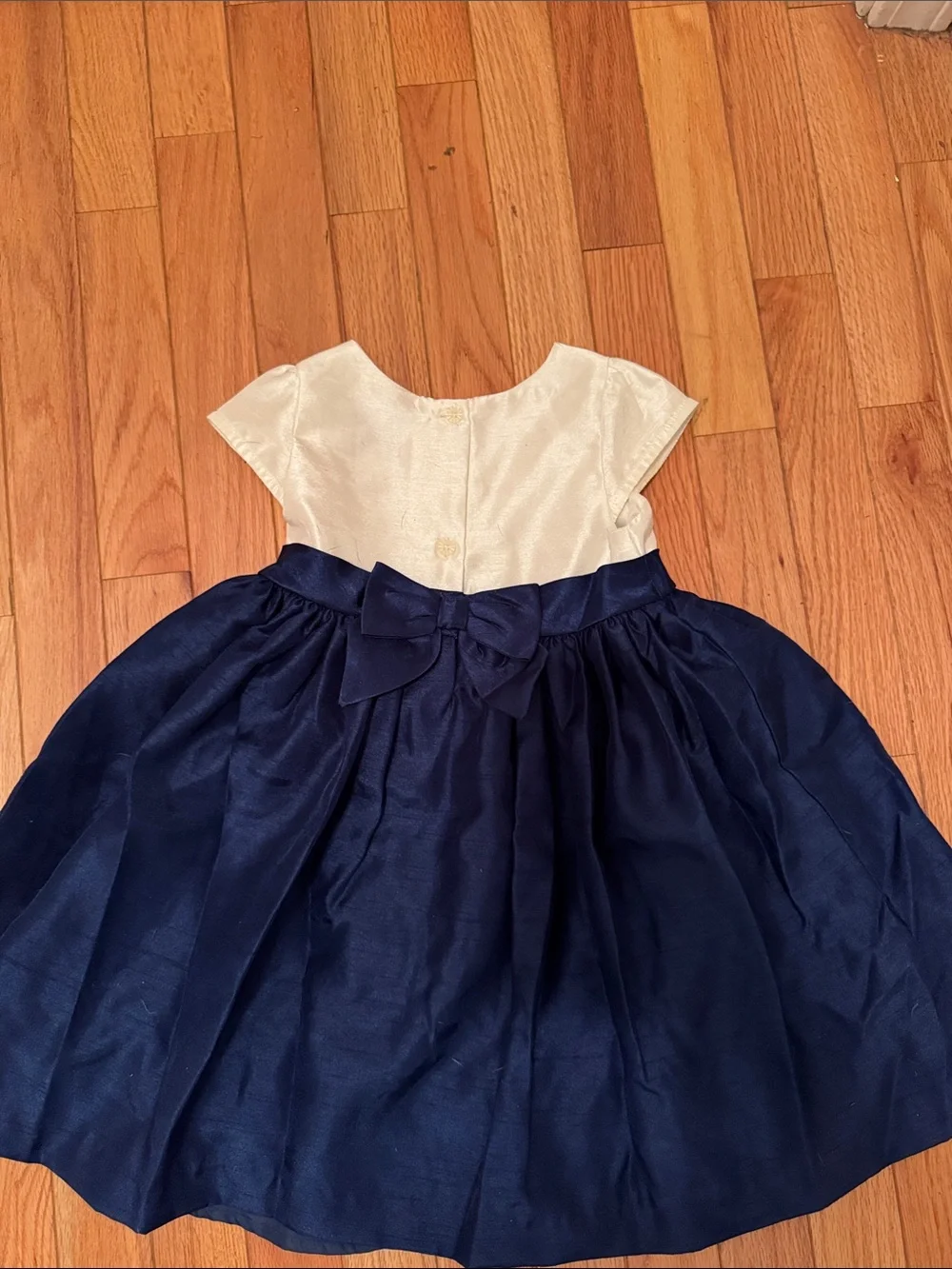 Gymboree Ivory and Navy Sparkle Waist Flare Dress